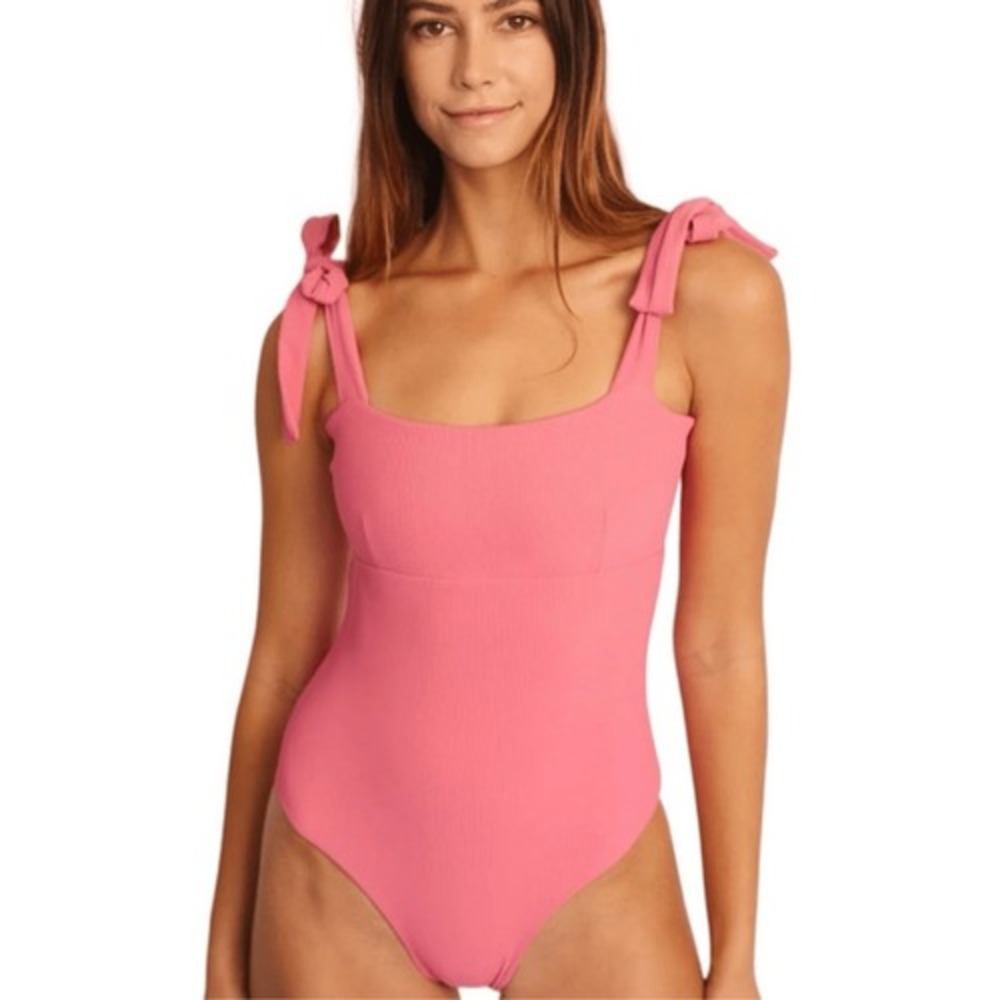 Tie-Shoulder One-Piece Swimsuit in Pink
